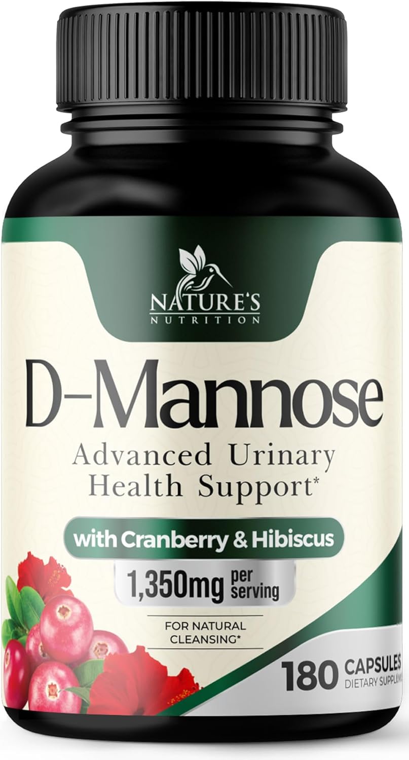 Dmannose Pills With Cranberry 1350Mg Advanced Formula - Effective Natural Bladder, Urinary Tract Health Support, Flush Impurities - D Mannose Supplements For Women & Men, Non-Gmo, Vegan - 180 Capsules
