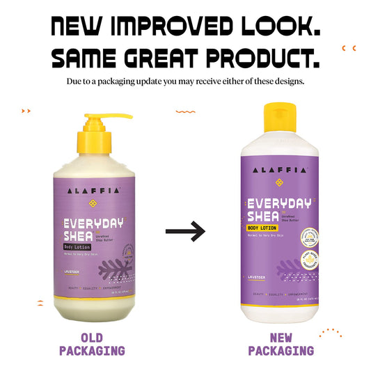 Alaffia Everyday Shea Body Lotion, Cruelty Free Calming Body Lotion For Normal To Very Dry Skin. Made With Fair Trade Shea Butter And Neem. No Parabens, Vegan, Lavender Fl 16 Oz