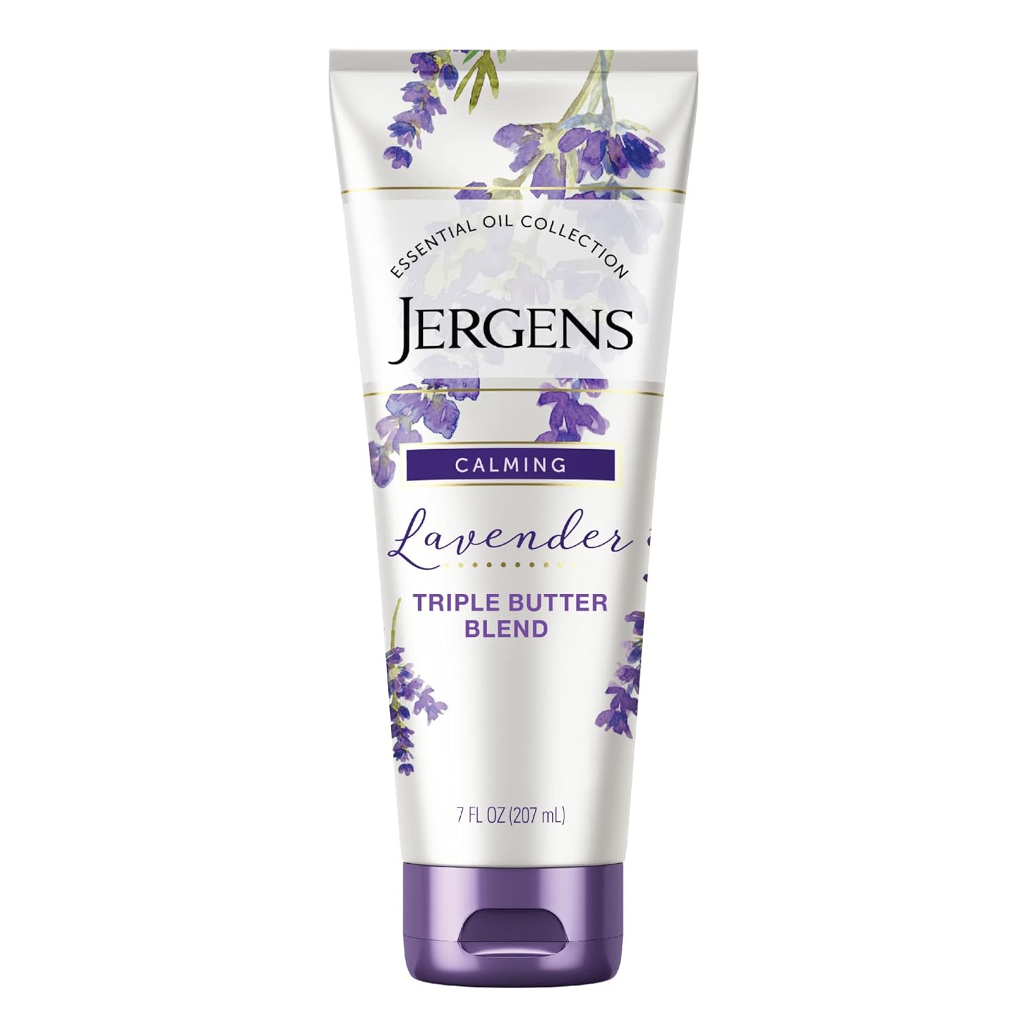 Jergens Lavender Body Butter Body and Hand Lotion, Moisturizer for Women, 7 Fl Oz (Pack of 1), with Essential Oils for Indulgent Moisturization White