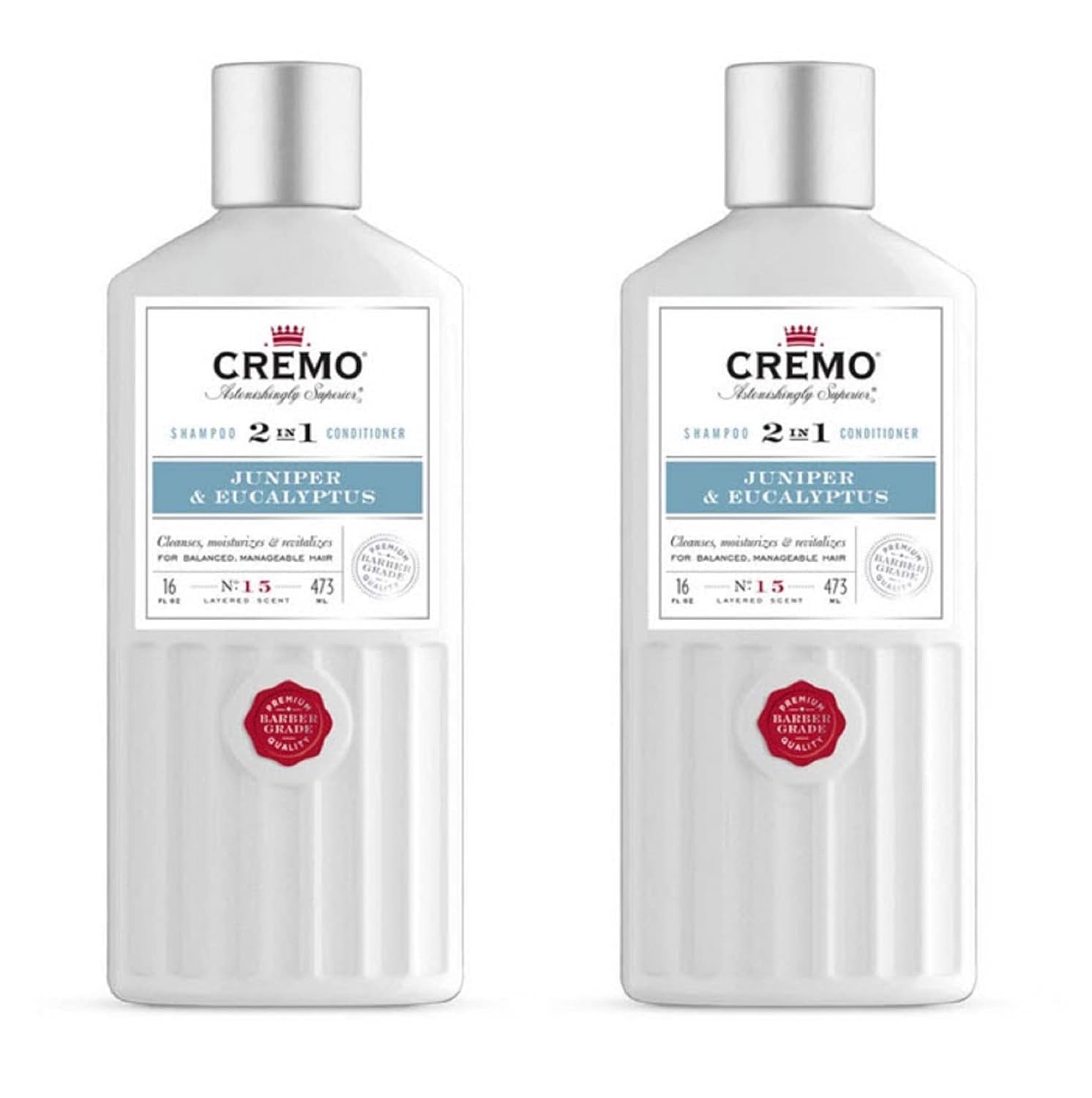 Cremo Barber Grade Juniper & Eucalyptus 2-in-1 Shampoo & Conditioner, 16 Fl Oz (2-Pack) : Beauty & Personal Care