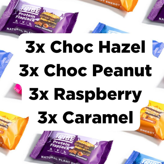 Tribe Protein Flapjacks - Bestsellers Variety Pack- Natural Energy - Vegan, Dairy Free & Gluten Free (12 X 50G Bars)