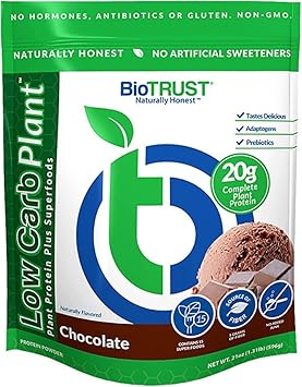 Biotrust Low Carb Plant, Delicious, Creamy, 20 Grams Of Clean, Complete, Plant-Based Protein, 5 Grams Fiber, 15 Superfoods, Digestive Enzymes, Vegan, Dairy-Free - 14 Servings (Chocolate)