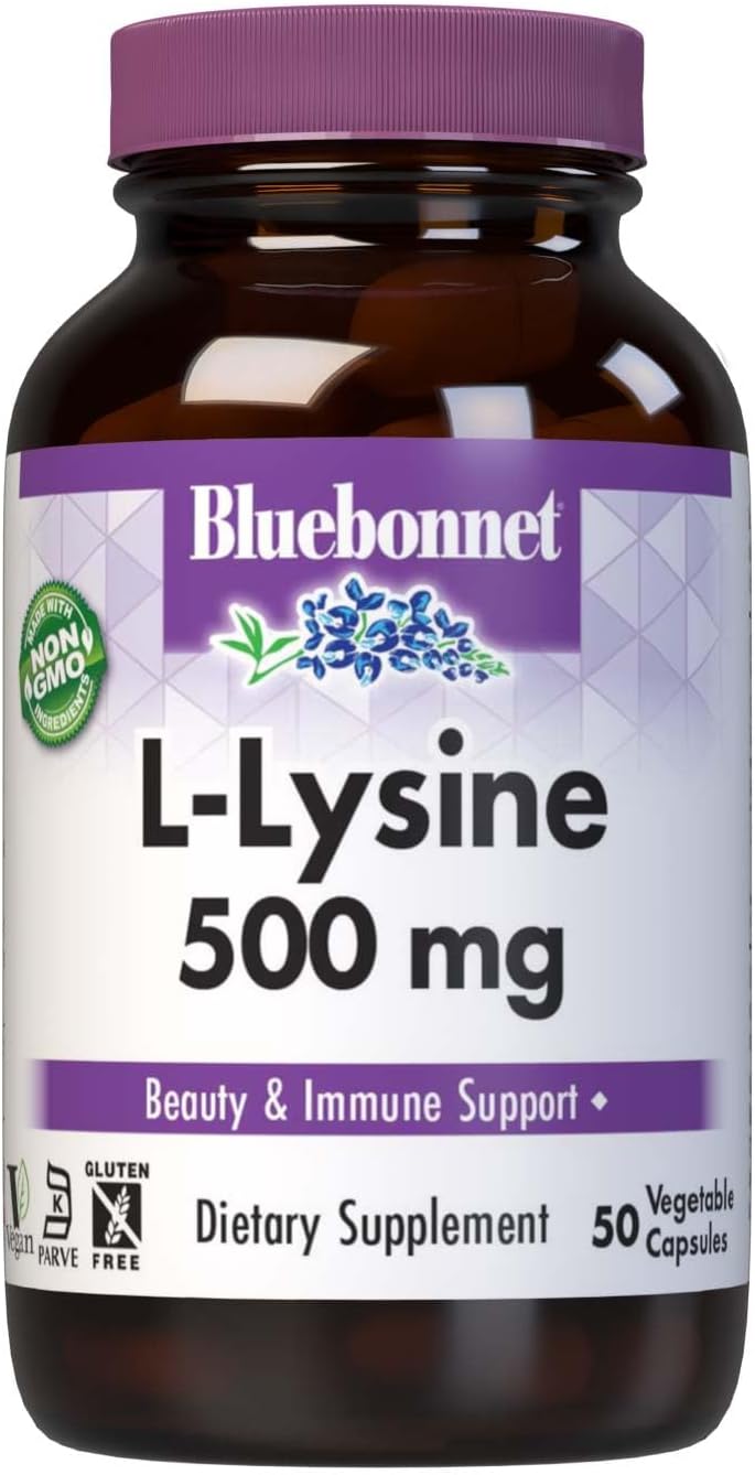 Bluebonnet L-Lysine 500 Mg Vitamin Capsules, 50 Count