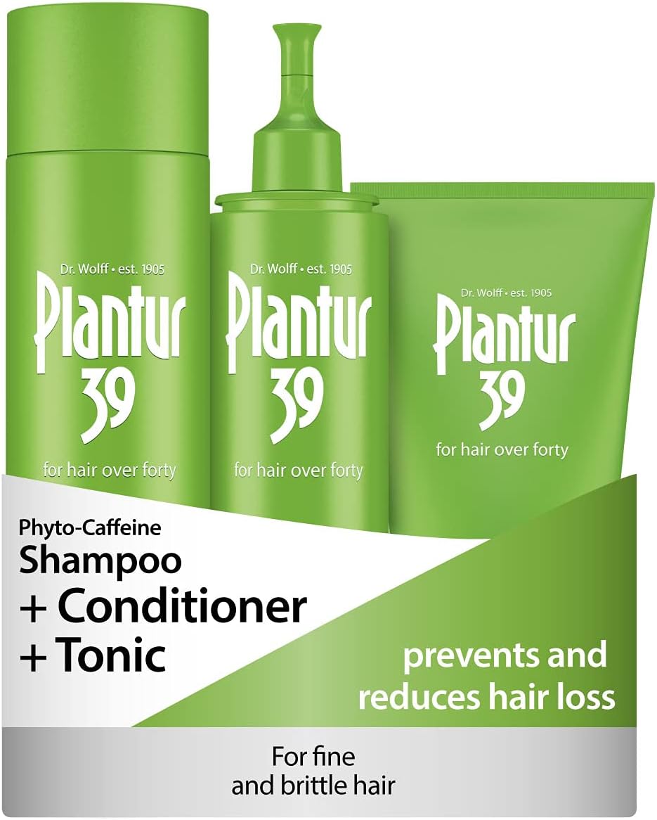 Plantur 39 Caffeine Shampoo Conditioner And Tonic Prevents And Reduces Hair Loss | For Fine Brittle Hair | Unique Galenic Formula Supports Hair Growth | 250Ml Shampoo | 150Ml Conditioner | 200Ml Tonic