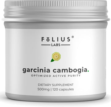 FOLIUS LABS Pure Garcinia Cambogia Extract Supplement 500mg - 100% Natural HCA Extract Concentrated to 60% - Supports Healthy Digestion and Metabolism - 120 Capsules