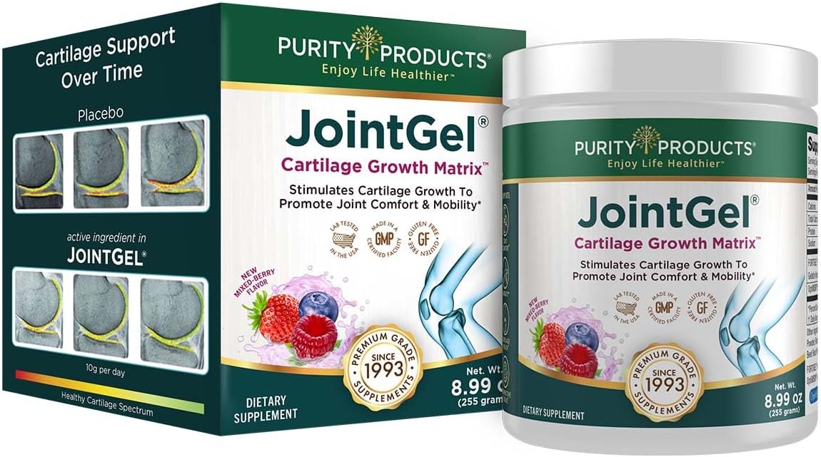 Purity Products JointGel Formula Collagen Peptides + MSM - Supports Joint Flexibility + Fortify Joint Cartilage - Berry Powder - 30 Day Supply