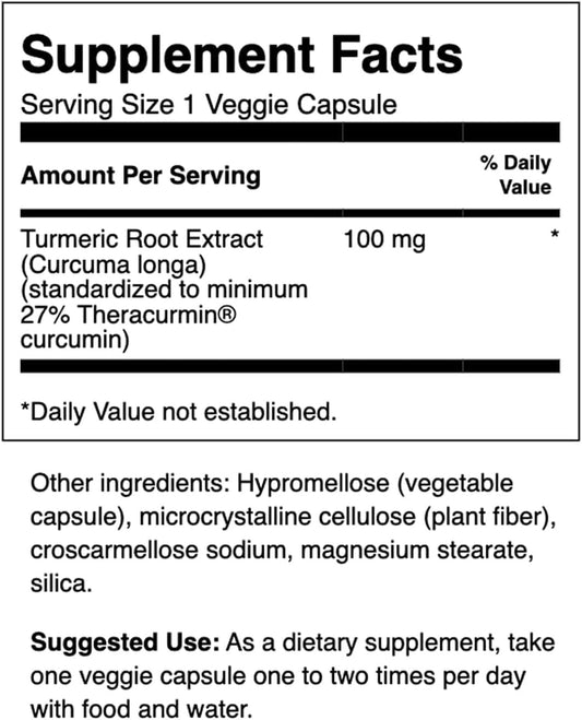 Swanson Theracurmin - Herbal Supplement Supporting Joint Health & Mobility - Formulated For High Absorption - (30 Capsules, 100Mg Each) : Health & Household