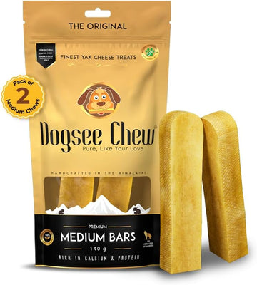 Dogsee Himalayan Yak Cheese Dental Chews for Dogs (Medium - 2 Chews) | All-Natural | Made in Himalayan Regions | Original Yak Cheese Dental Chews