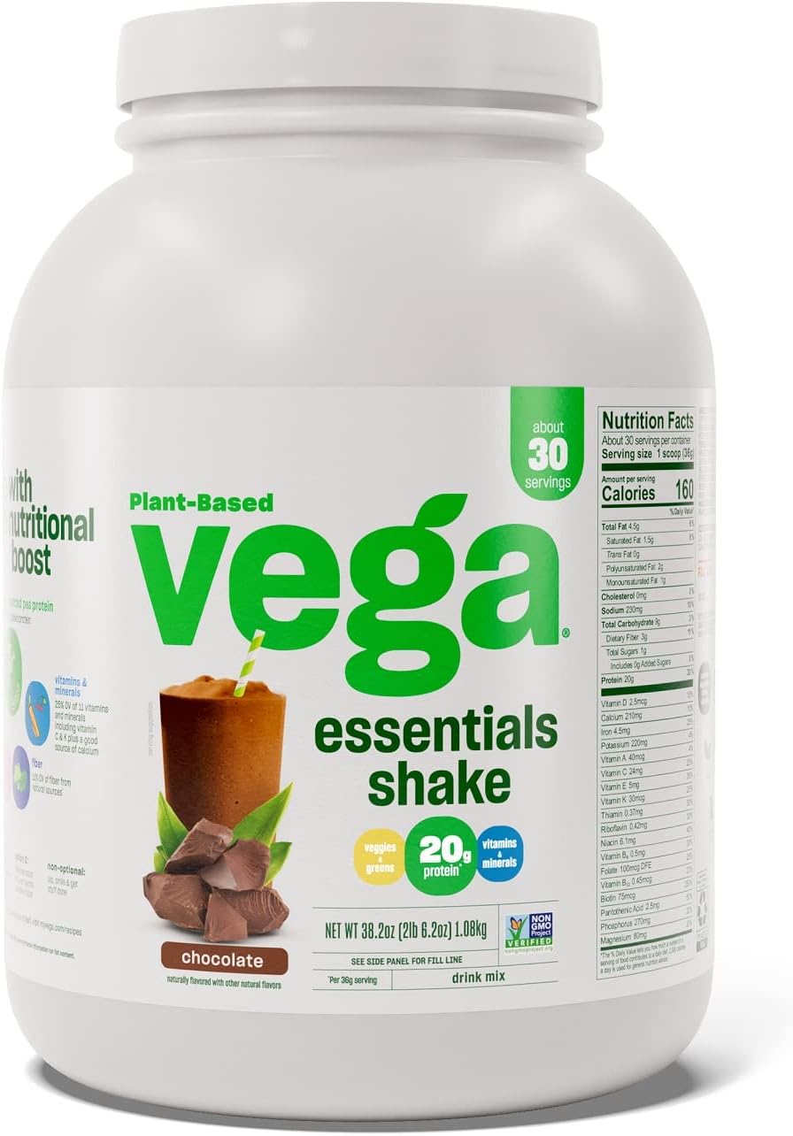 Vega Essentials Plant Based Protein Powder, Chocolate - Vegan, Superfo