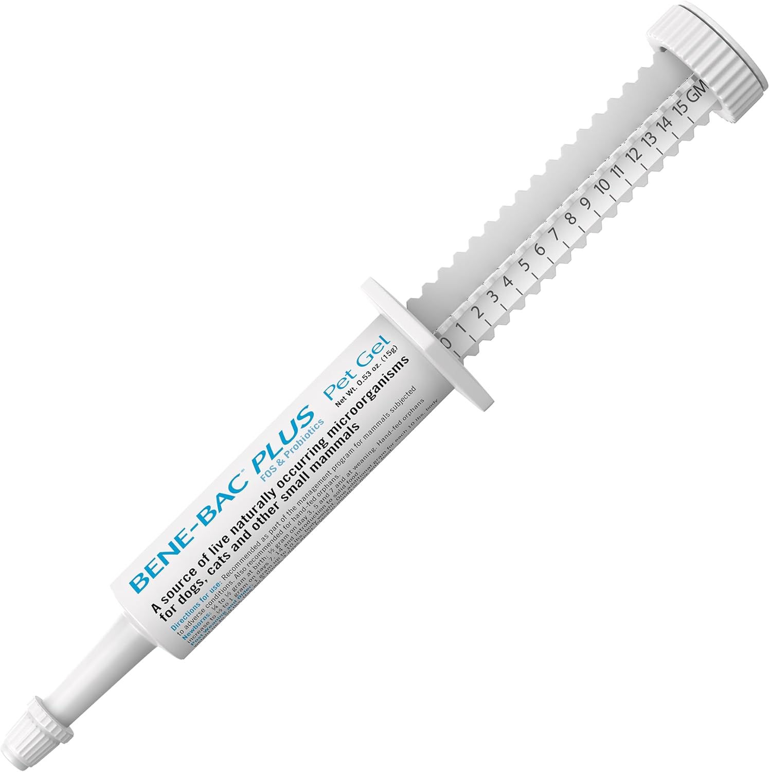 Pet-Ag Bene-Bac Plus Pet Gel - 15 G Syringe - Fos & Probiotics For Dogs, Cats, Exotic & Wildlife Mammals