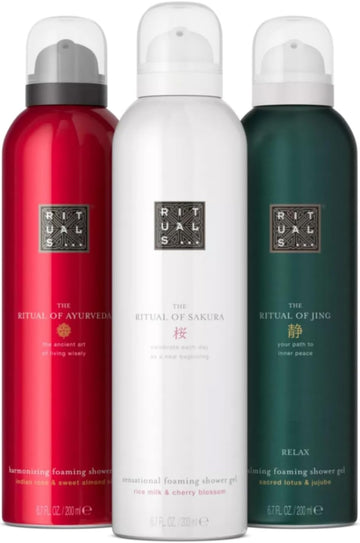 Rituals Shower Foam Homme, Value Pack - Gel With Cedar Wood And Vitamin E - Powerfully Cleansing Foaming Gel - 3 X 200Ml