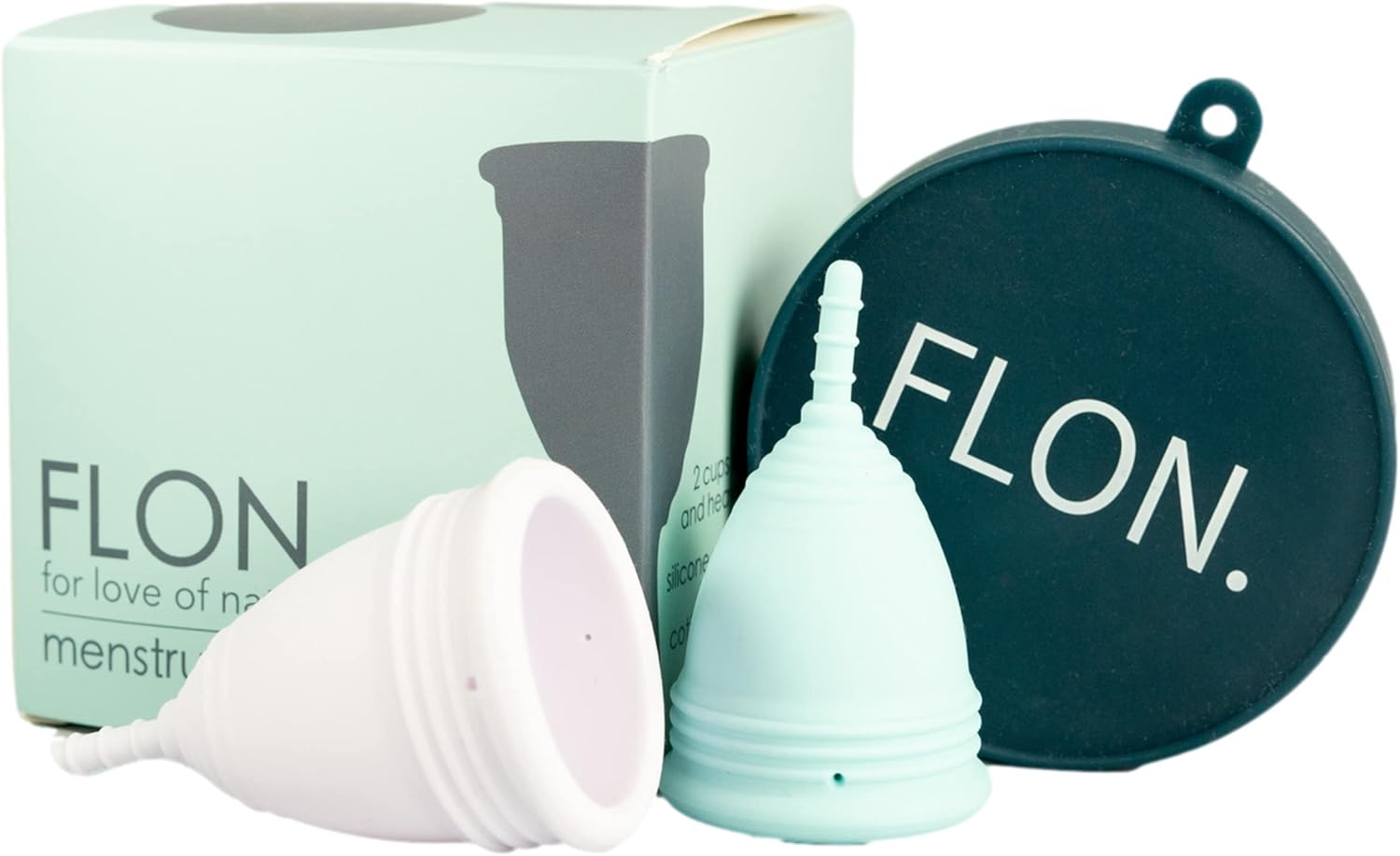 FLON Soft Menstrual Cups (2 Sizes) with Steriliser & Portable Pouch - Reusable, Comfortable, Eco-Friendly Alternative to Tampons & Pads