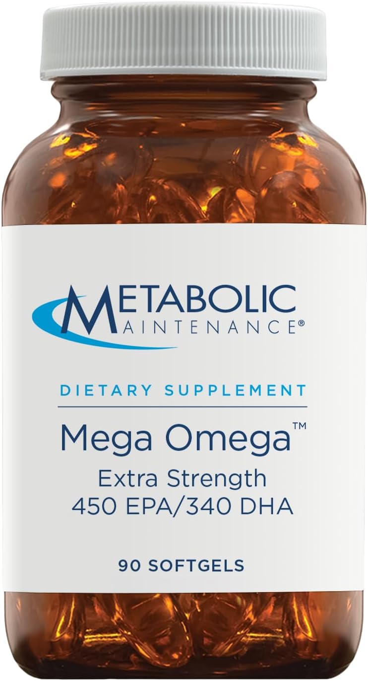 Metabolic Maintenance Mega Omega Extra Strength - EPA DHA Omega 3 Supplement 1000mg Concentrated Fish Oil - Heart, Immune + Neurological System Support (100 Softgels)