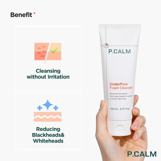 P.Calm Underpore Facial Foaming Cleanser 250 Ml | Vegan Deep Pore Cleansing Facial Wash For Sensitive Skin | Korean Skincare