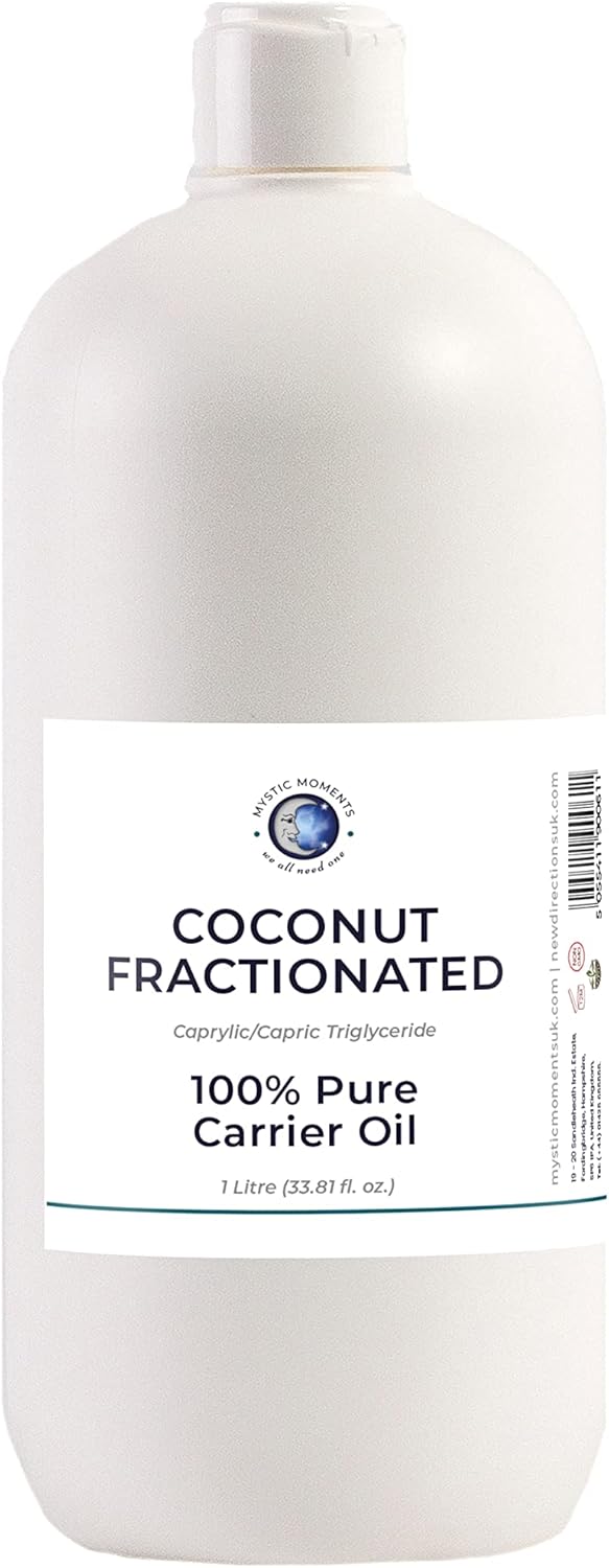Mystic Moments | Coconut Fractionated Carrier Oil 1 litre - Pure & Natural Oil Perfect for Hair, Face, Nails, Aromatherapy, Massage and Oil Dilution Vegan GMO Free