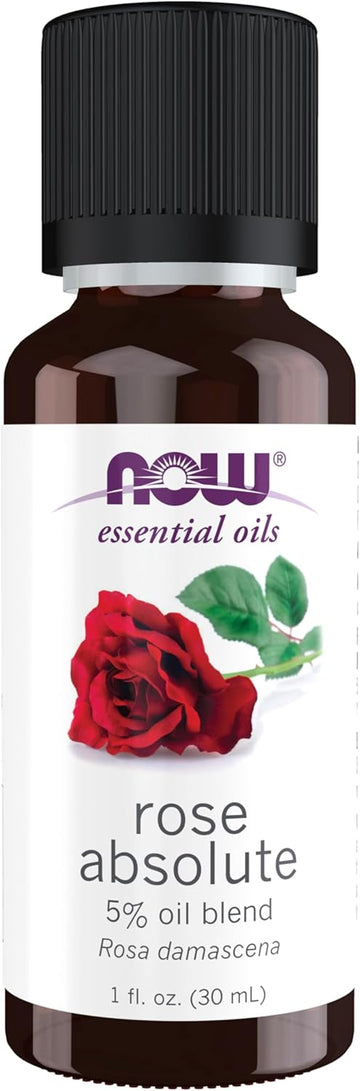 Now Essential Oils, Rose Absolute, 5% Blend Of Pure Rose Absolute Oil In Pure Jojoba Oil, Romantic Aromatherapy Scent, Vegan, Child Resistant Cap, 1-Ounce