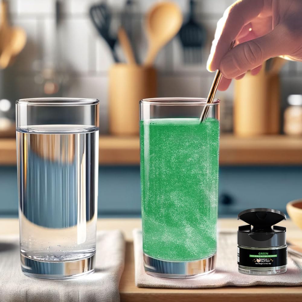 Brew Glitter - Green (25G 1X Pump) | Edible Glitter For Cocktails, Mocktails And Beverages : Grocery & Gourmet Food