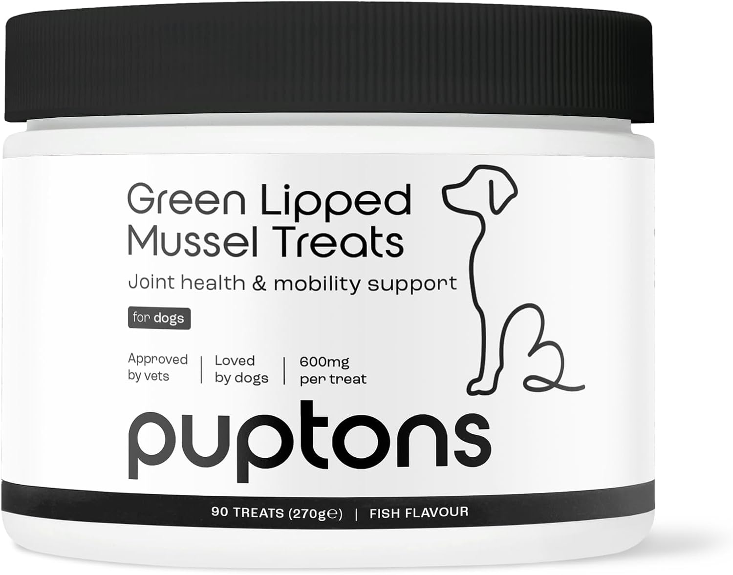Puptons Green Lipped Mussel Treats for Dogs | Aids Stiff & Aching Joints | 600mg Non-defatted Green Lipped Mussel (90 Treats) :Pet Supplies