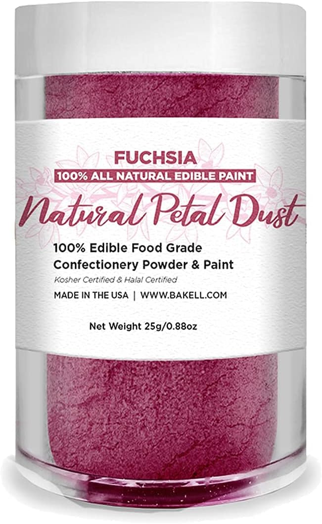 Bakell'S Fuchsia Petal Dust & Paint - (25 Gram 1X Jar) | Edible Glitter For Baking, Decorating, And Beverages : Grocery & Gourmet Food