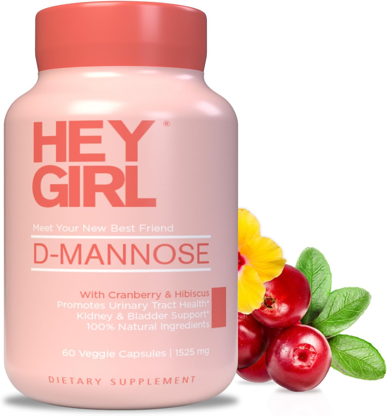 D Mannose Capsules - Fast-Acting Uti Supplement - Cleanse & Flush Impurities - With Natural D-Mannose Powder, Cranberry, Hibiscus & Dandelion - Alternative To Cranberry For Women, 60 Capsules