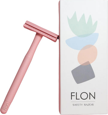 FLON® Single 2.0 Premium Long Double-Edged Safety Razor | Plastic Free Sustainable Gift UK (Pink)