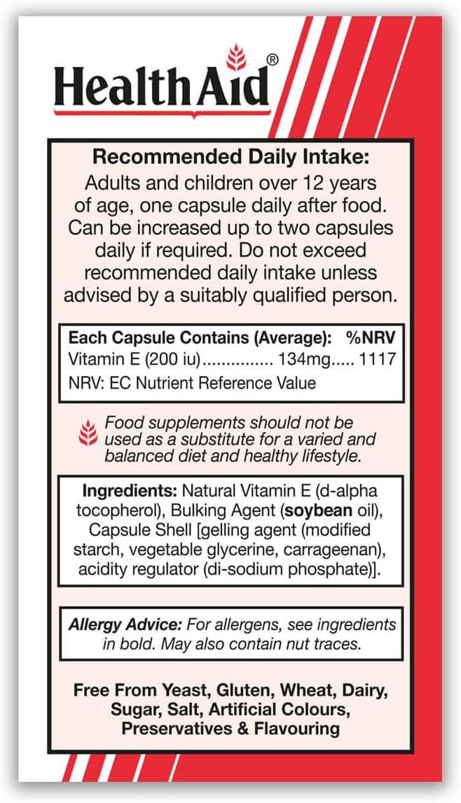 HealthAid Vitamin E 200iu - 60 Vegicaps : Amazon.co.uk: Health & Personal Care