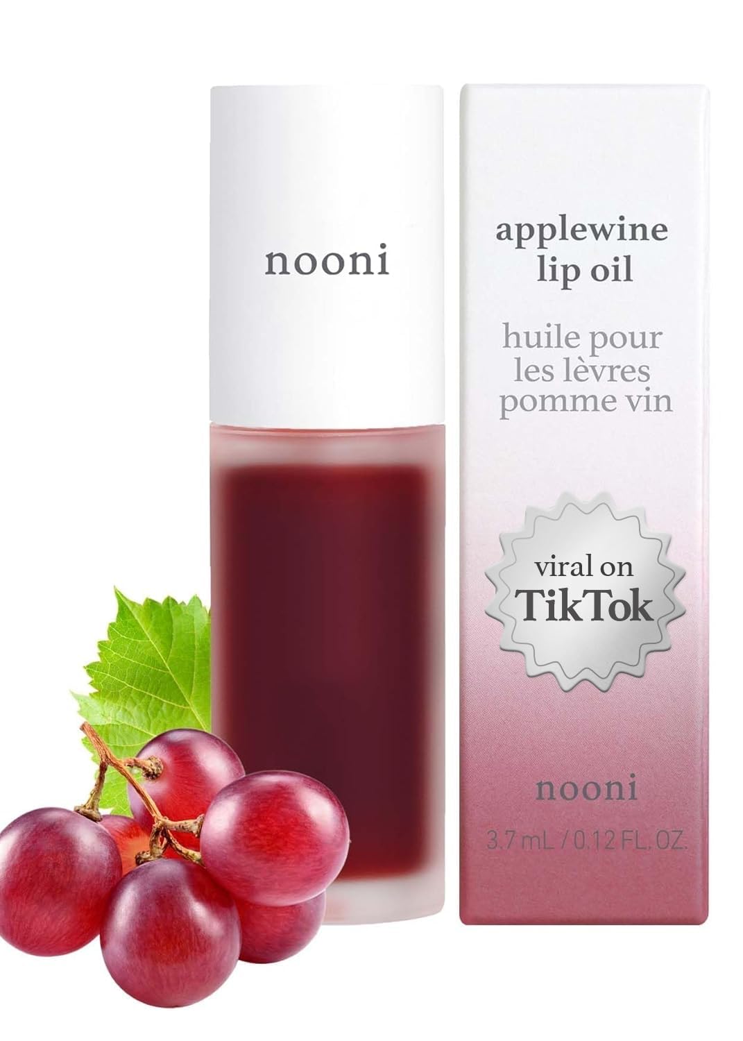 Nooni Korean Vegan Lip Oil - Applewine | Lip Stain, Moisturizing, Softening And Tinting For Dry Lips With Apple Seed Oil, Long Lasting, Glass Skin Look, Valentine'S Day Gifts, 0.12 Fl. Oz. (Deep Red)