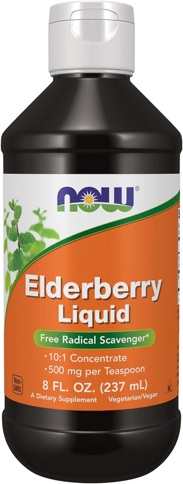 Now Foods Supplements, Elderberry Liquid 500 Mg, 10:1 Concentrate, Free Radical Scavenger*, 8-Ounce