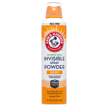 Arm & Hammer Invisible Body Powder Spray, Clear Talc-Free Body Odor & Sweat Control For Men & Women, Spray Body Powder For Women And Men, Arm And Hammer Body Spray Powder, 7 Oz (1 Pack)