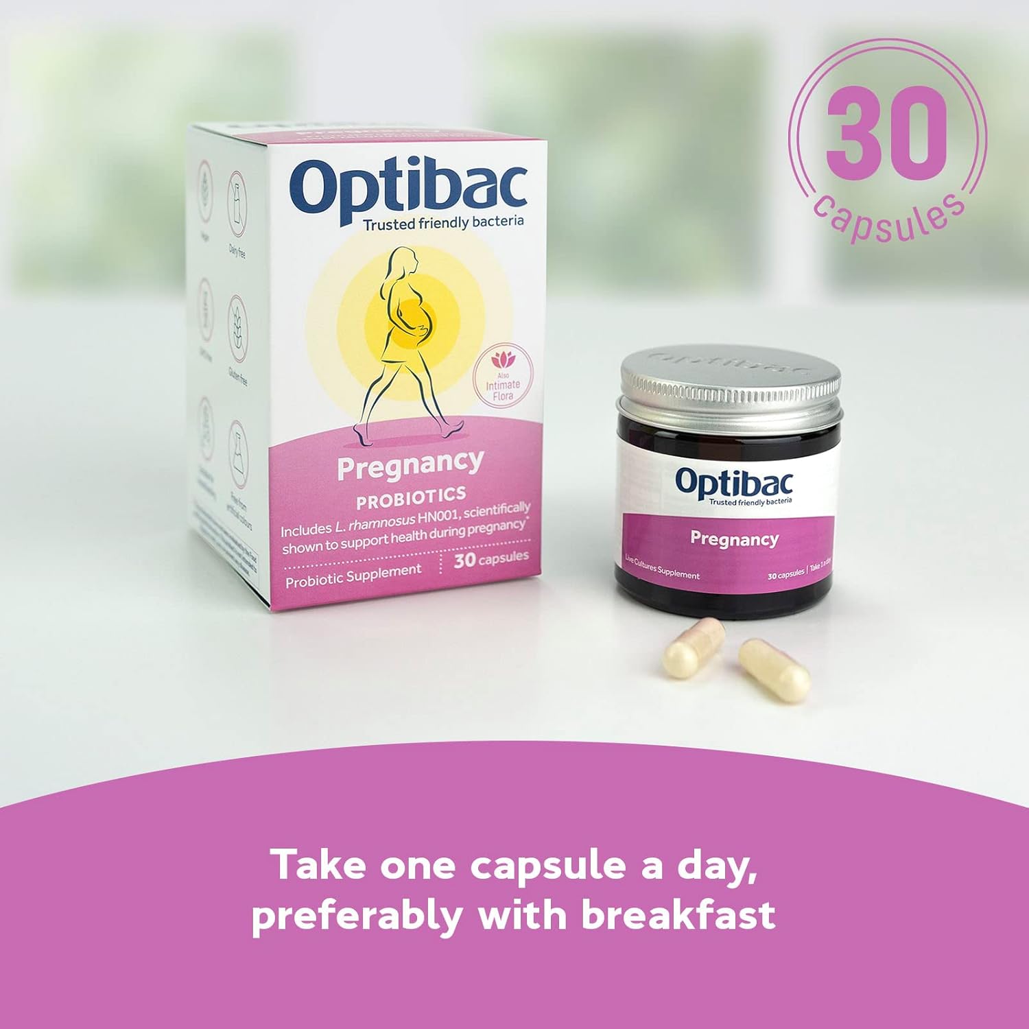 Optibac Probiotics Pregnancy - Vegan Probiotic For Pregnant & Breastfeeding Women To Support Gut, Immune & Vaginal Health, 12 Billion Cfu & Prebiotic - 30 Capsules : Health & Household
