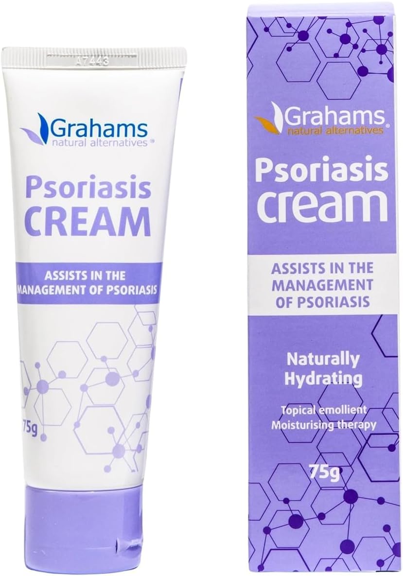 Grahams Natural Moisturising Psoriasis Cream - Clinically Proven Psoriasis Treatment For Scale, Dry Skin & Itchiness On Skin, Face & Scalp - With Calendula, Manuka Honey & Urea | Steroid-Free (75G)