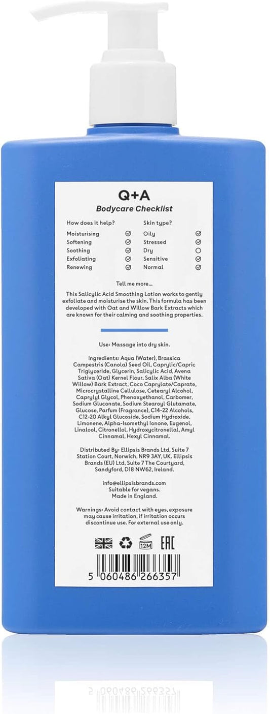 Q+A Salicylic Acid Smoothing Body Lotion (250Ml), Body Moisturiser With Watermelon & Agave Scent, Body Butter Alternative, Smooths Rough Bumpy Skin, Clears Blemishes & Uneven Texture