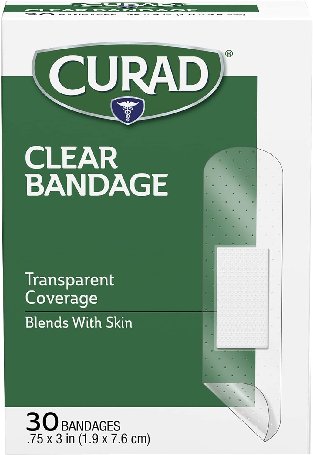 Curad Clear Plastic Self-Adhesive Bandages, 3/4" X 3", Essential First Aid Supplies, 30 Per Box, Pack Of 6