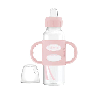 Dr. Brown'S Milestones Narrow Sippy Spout Bottle With 100% Silicone Handles, Easy-Grip Handles With Soft Sippy Spout, 8Oz/250Ml, Light-Pink, 1-Pack, 6M+