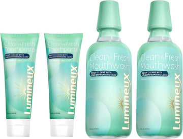 Lumineux Complete Care Kit Certified Non-Toxic - Fresh Breath in 14 Days - Fluoride Free, NO Alcohol, Artificial Colors, SLS Free, Dentist Formulated (Includes 2X Mouthwash & Toothpaste)