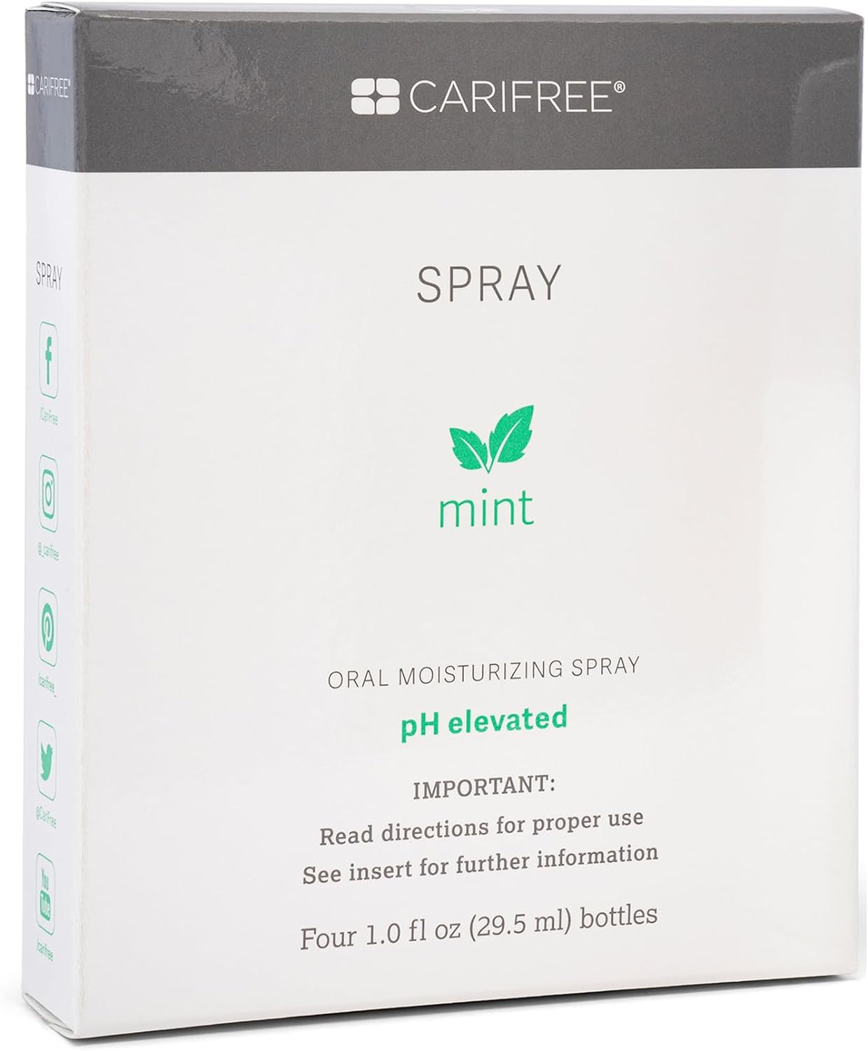 CariFree Oral Moisturizer Spray for Dental Hygiene (Mint) | Non-Staining and Fluoride-Free | Freshens Breath and Moistens Mouth| Recommended by Dentists for Oral Care : Health & Household