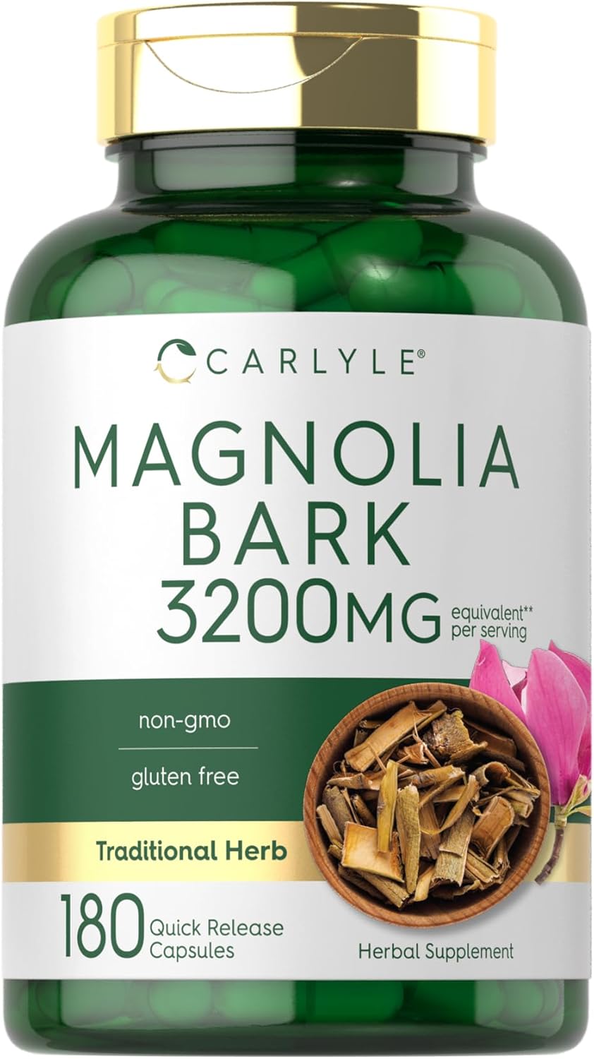 Carlyle Magnolia Bark 3200 Mg | 180 Powder Capsules | Herbal Extract Supplement | Non-Gmo, Gluten Free