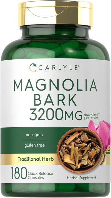 Carlyle Magnolia Bark 3200 Mg | 180 Powder Capsules | Herbal Extract Supplement | Non-Gmo, Gluten Free