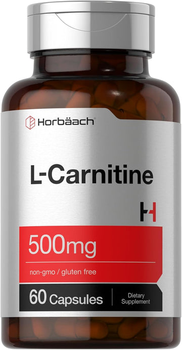 Horbäach L Carnitine Supplement 500Mg | 60 Capsules | As L-Carnitine L-Tartrate | Non-Gmo And Gluten Free