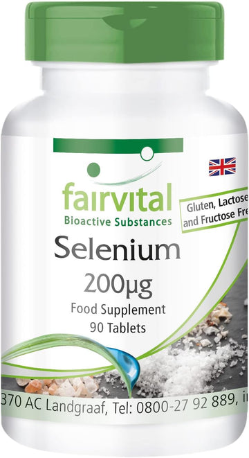 Fairvital | Selenium 200mcg from Selenium Yeast - Bulk Pack for 3 Months - HIGH Dosage - Vegan - 90 Tablets