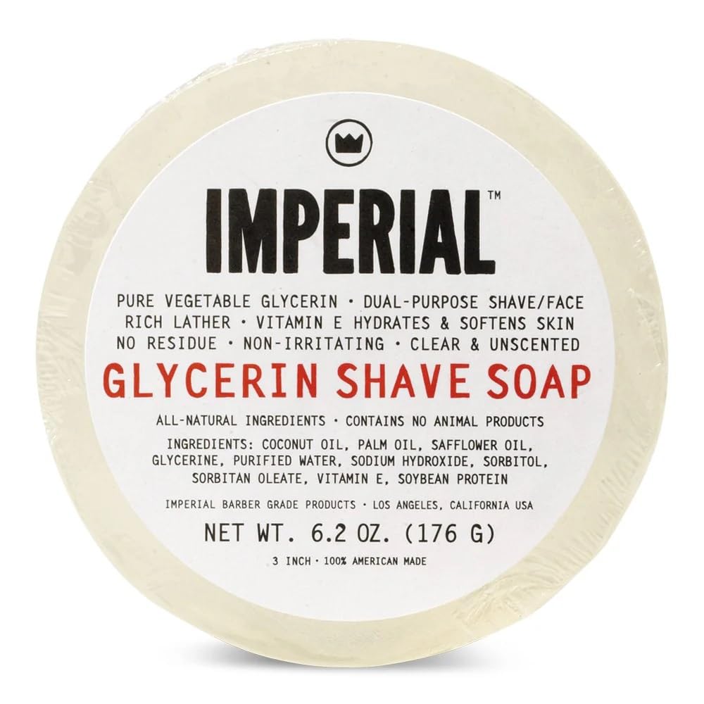 Imperial Barber Glycerin Soap Puck For Shave & Face Use, 6.2 Oz