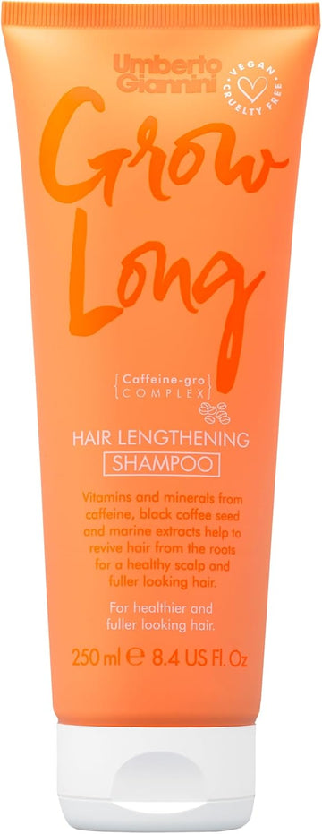Umberto Giannini Grow Long Root Stimulating Shampoo - Strengthening Hair Growth For Thicker, Fuller Hair. Anti Pollution Shampoo For Hair Loss With Caffeine - Vegan & Cruelty Free