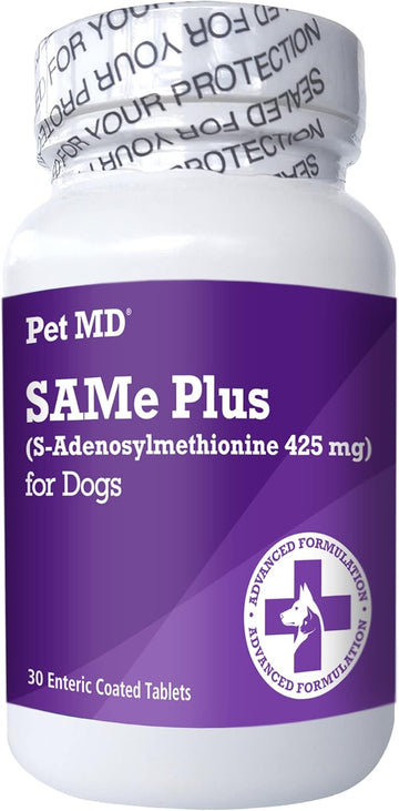 Pet Md Same Plus Liver Support For Dogs - Canine Hepatic Support & Brain Health Supplement - B Vitamins & Same For Dogs - Enteric Coated Tablets - 425Mg - 30 Ct
