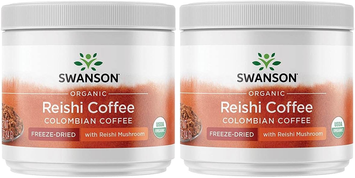 Swanson Certified Organic Ganoderma (Reishi) Coffee 3 Ounce (84 G) Jar (2 Pack)