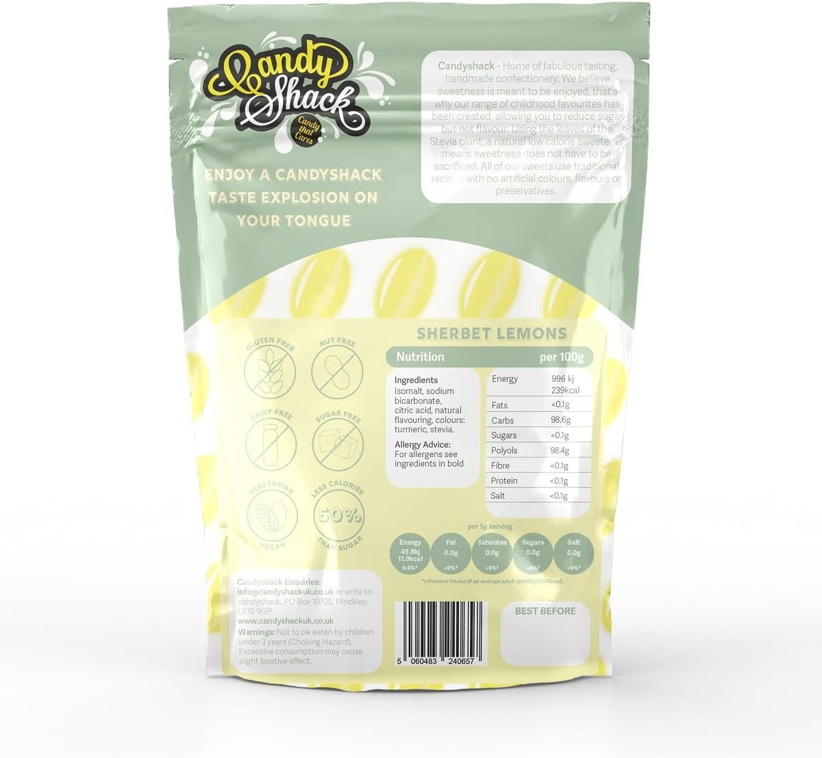 Candy Shack Sugar Free Sherbet Lemons 120 Grams