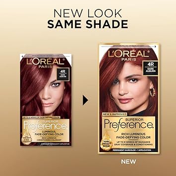 L'Oreal Paris Superior Preference Fade-Defying + Shine Permanent Hair Color, 4R Dark Auburn, Pack Of 1, Hair Dye