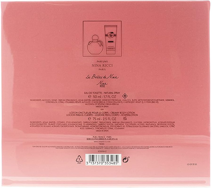 Lextase Nina Ricci For Women 3 Pc Gift Set 2.7Oz Edp Spray, 0.17Oz Edp Spray, 3.4Oz Body Lotion
