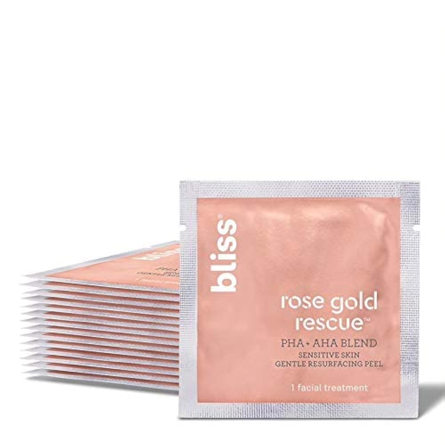 Bliss Rose Gold Rescue Daily Peel - 15 Ct | Vegan & Paraben-Free | 8% Pha + Aha Blend For Sensitive Skin | Targets Dull Skin, Wrinkles, Enlarged Pores, Uneven Tone & Texture