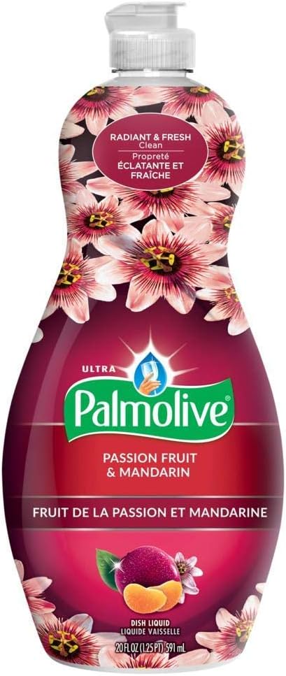 Palmolive Ultra Liquid Dish Soap | Soft Touch on Hands | Tough-on-Grease | Concentrated Formula | Passion Fruit & Mandarin Scent - 20 Ounce Bottle (Pack of 3)
