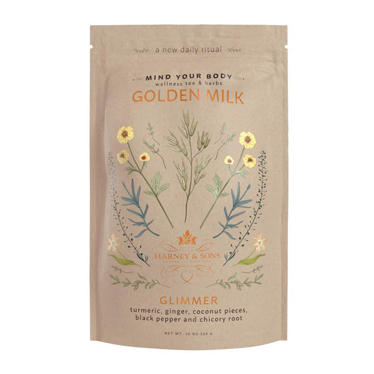 Harney & Sons Golden Milk Powder| Wellness Blend With Turmeric, Ginger, Coconut & Spices, 10 Oz Bag